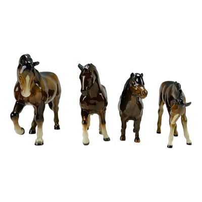 Lot 839 - Four brown horse figurines, comprising a...