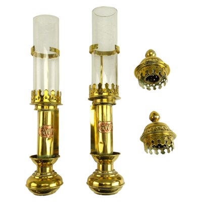 Lot 600 - A pair of GWR Great Western Railway type brass...