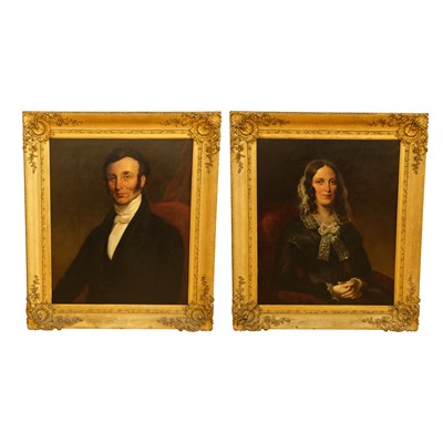 Lot 1129 - A pair of early Victorian portraits depicting...