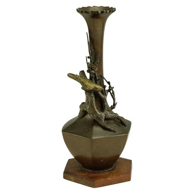 Lot 739 - A Japanese Meiji period bronze vase, with...