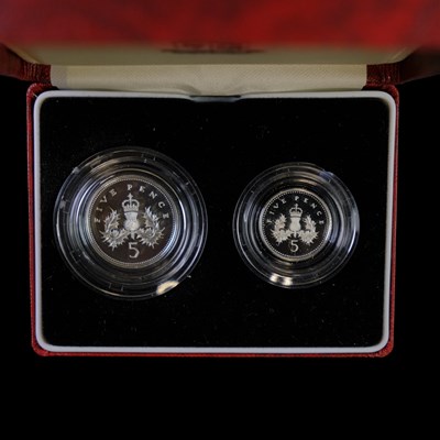 Lot 345 - A Royal Mint UK 1990 silver proof five pence...