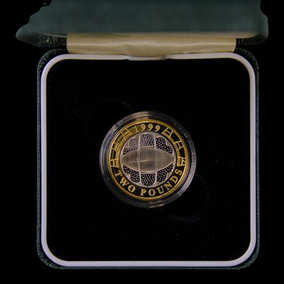 Lot 380 - A Royal Mint UK 1999 "Rugby World Cup" silver...