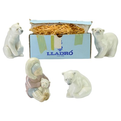 Lot 814 - Three Lladro polar bear figurines together...