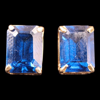 Lot 1022 - A pair of contemporary sapphire stud...