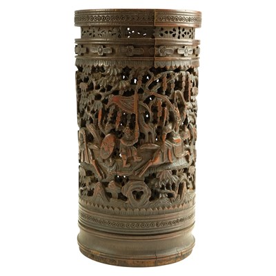 Lot 748 - A Chinese Qing period bamboo bitong / brush...