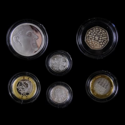 Lot 459 - A Royal Mint UK 2011 silver proof piedfort six-...