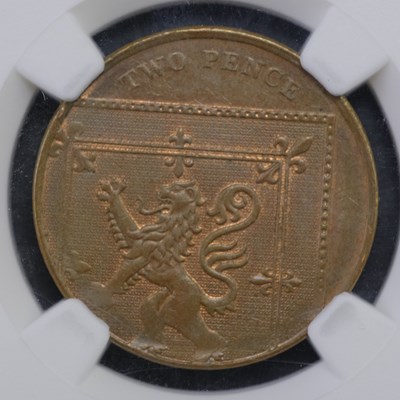Lot 502 - A GB 2008 twopence 2p error coin, slabbed and...