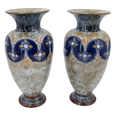 Lot 761 - A pair of Doulton art pottery stoneware...