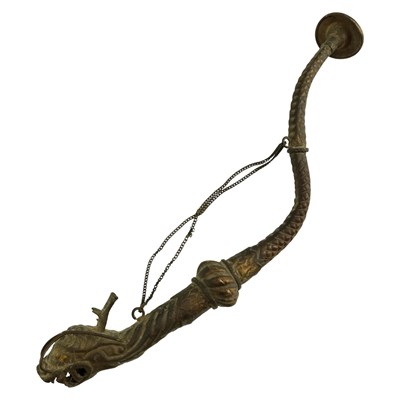 Lot 749 - A Tibetan ceremonial dungchen horn, in the...