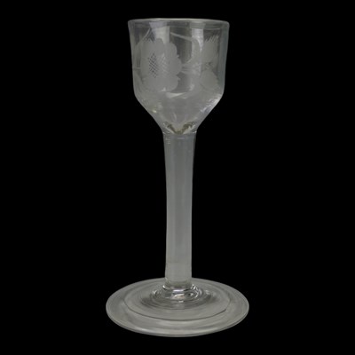 Lot 853 - A George III wine glass, having an ogee bowl...