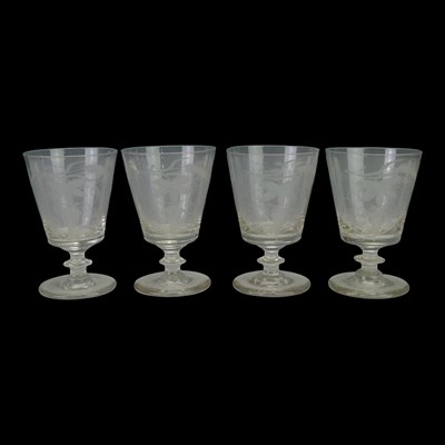 Lot 855 - Four late Georgian wheel-cut rummers, each...