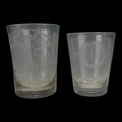 Lot 857 - Two late Georgian wheel-cut glass...