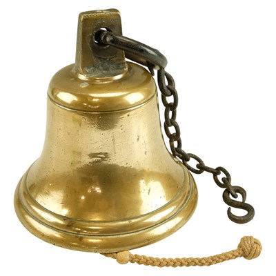 Lot 599 - A vintage brass ship's bell, having an iron...