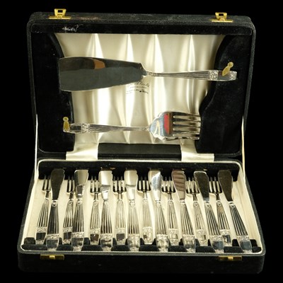 Lot 929 - A 1930s Elkington canteen electroplate fish...