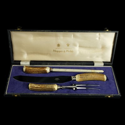 Lot 931 - A Mappin & Webb antler-handled carving...