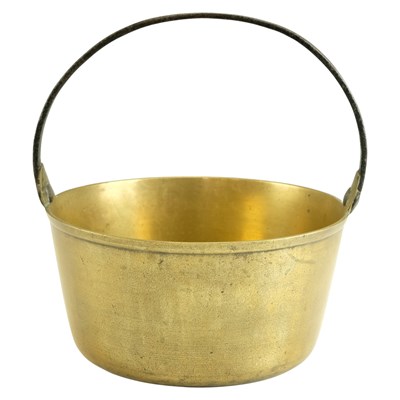 Lot 692 - An iron-handled brass jam pan, 26 cm