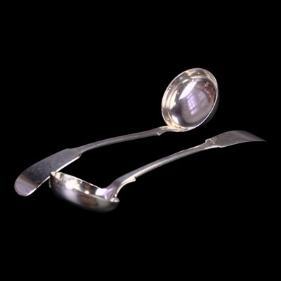 Lot 904 - A pair of Victorian silver fiddle pattern...