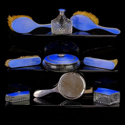 Lot 915 - A 1920s blue basse taille enamelled silver and...