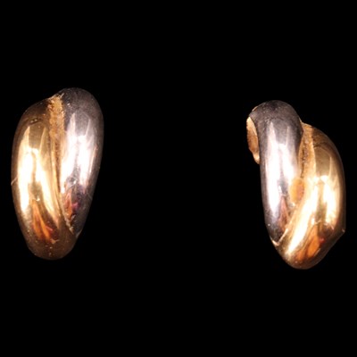 Lot 952T - A pair of contemporary two-colour 9 ct yellow...