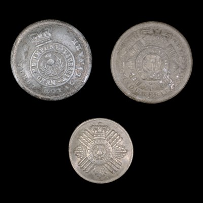 Lot 153 - Three Georgian / Victorian pewter buttons,...