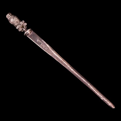 Lot 1121 - A Victorian silver letter opener, having a...
