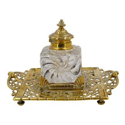 Lot 531 - A late 19th / early 20th Century glass inkwell...