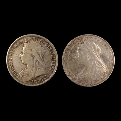 Lot 468 - Victorian 1893 and 1900 silver crown coins