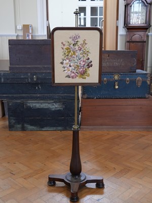 Lot 1662 - A Victorian rosewood pole screen, 142 cm