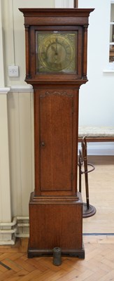 Lot 1076A - An 18th Century 30-hour brass-faced oak long...