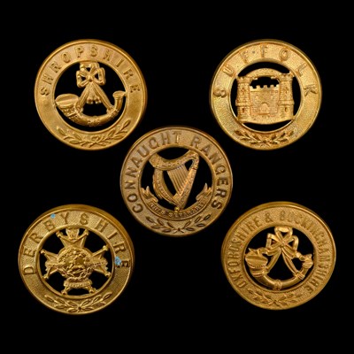 Lot 74 - Five various other ranks' helmet plate centres