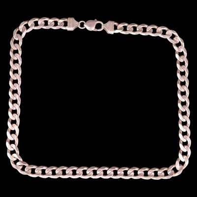 Lot 1302 - A heavy silver curb-link neck chain, 44 cm, 55 g
