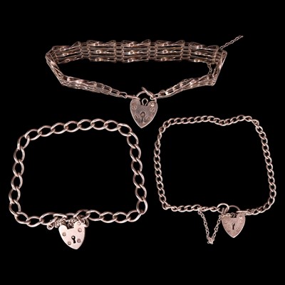 Lot 1304 - A late 20th Century silver gate-link and two...