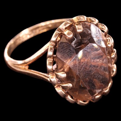 Lot 1330 - A 1970s cairngorm smoky quartz cocktail ring,...