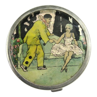 Lot 780 - A 1920s / 1930s nickel-plated powder compact,...