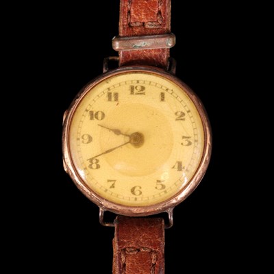 Lot 1540 - A 1920s 9 ct rose gold wristlet watch, 25 mm...