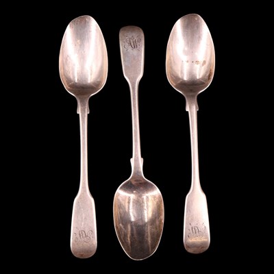 Lot 1126 - Three mid-Victorian silver fiddle-pattern...