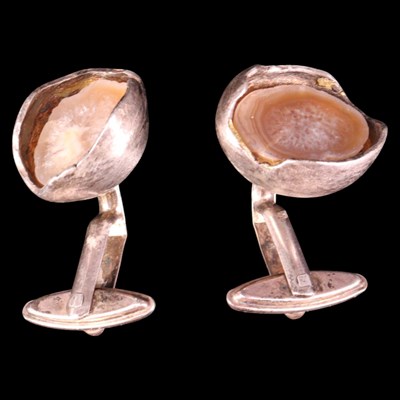 Lot 1378 - A pair of artisanal Modernist agate and white...