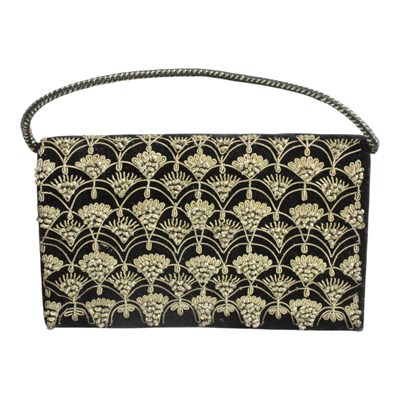 Lot 765 - A vintage Art Deco goldwork embroidered black...