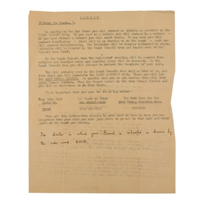 Lot 204 - A "Secret" D-Day British Army invasion troops...