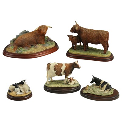 Lot 1063 - Five Border Fine Arts cattle figures,...