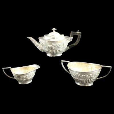 Lot 1274 - A 19th Century Anglo-Indian electroplate three-...
