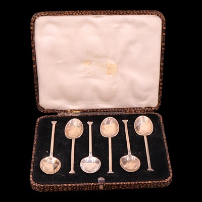Lot 1135 - A set of six 1920s Art Deco silver coffee...