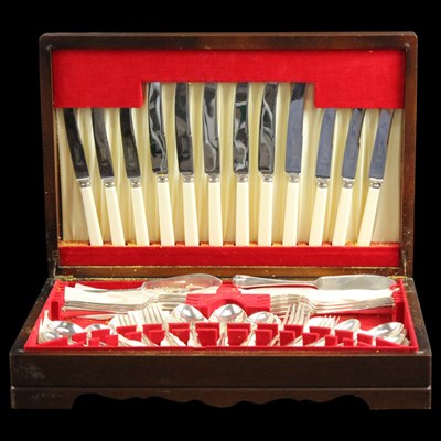 Lot 1271 - A canteen of Viceroy ivorine-handled stainless...