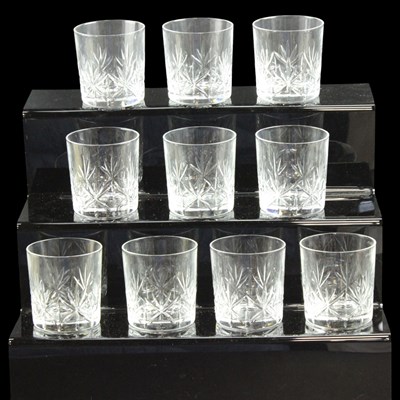 Lot 1109 - A set of ten cut glass / crystal tumblers in...