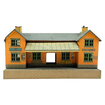Lot 693 - A O gauge model railway station, printed...