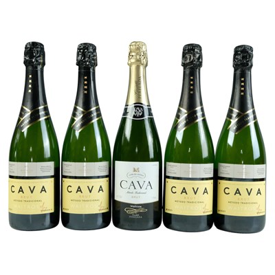 Lot 1648 - Five bottles of "metodo tradicional" Cava wine