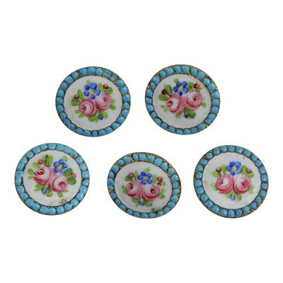 Lot 778 - A late 19th Century set of five enamel buttons,...