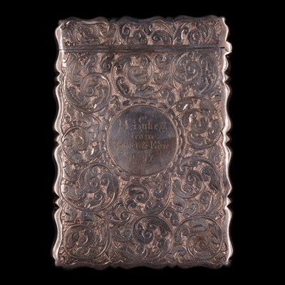 Lot 1154 - A Victorian silver visiting cards case, having...