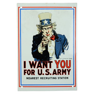 Lot 196 - An enamelled US Army recruiting sign, 26cm x...
