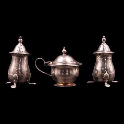 Lot 1156 - Two George V silver pepperettes, together with...